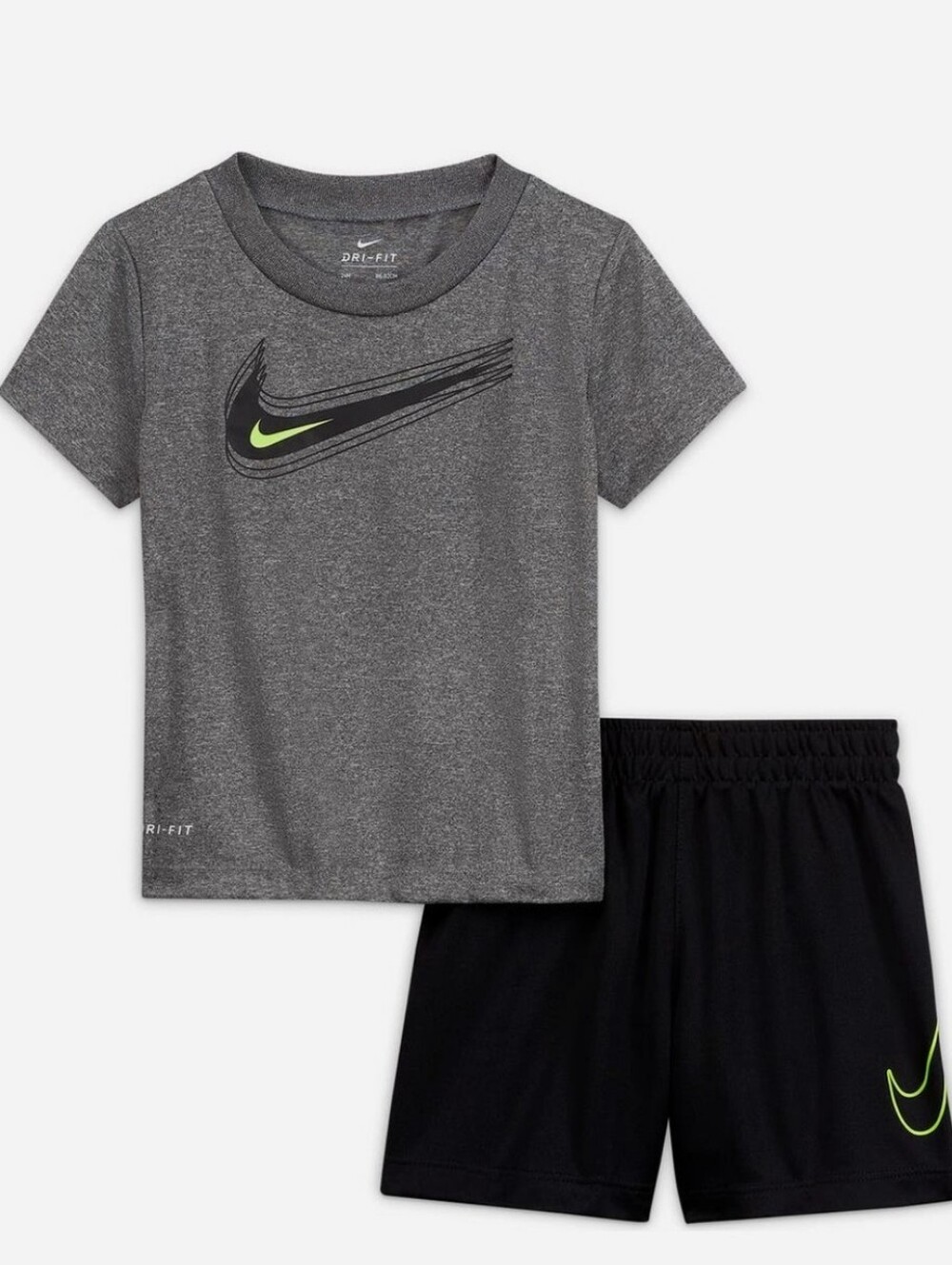 Nike Kids Black & Gray Dri-Fit T-Shirt & Shorts 2-Piece Set